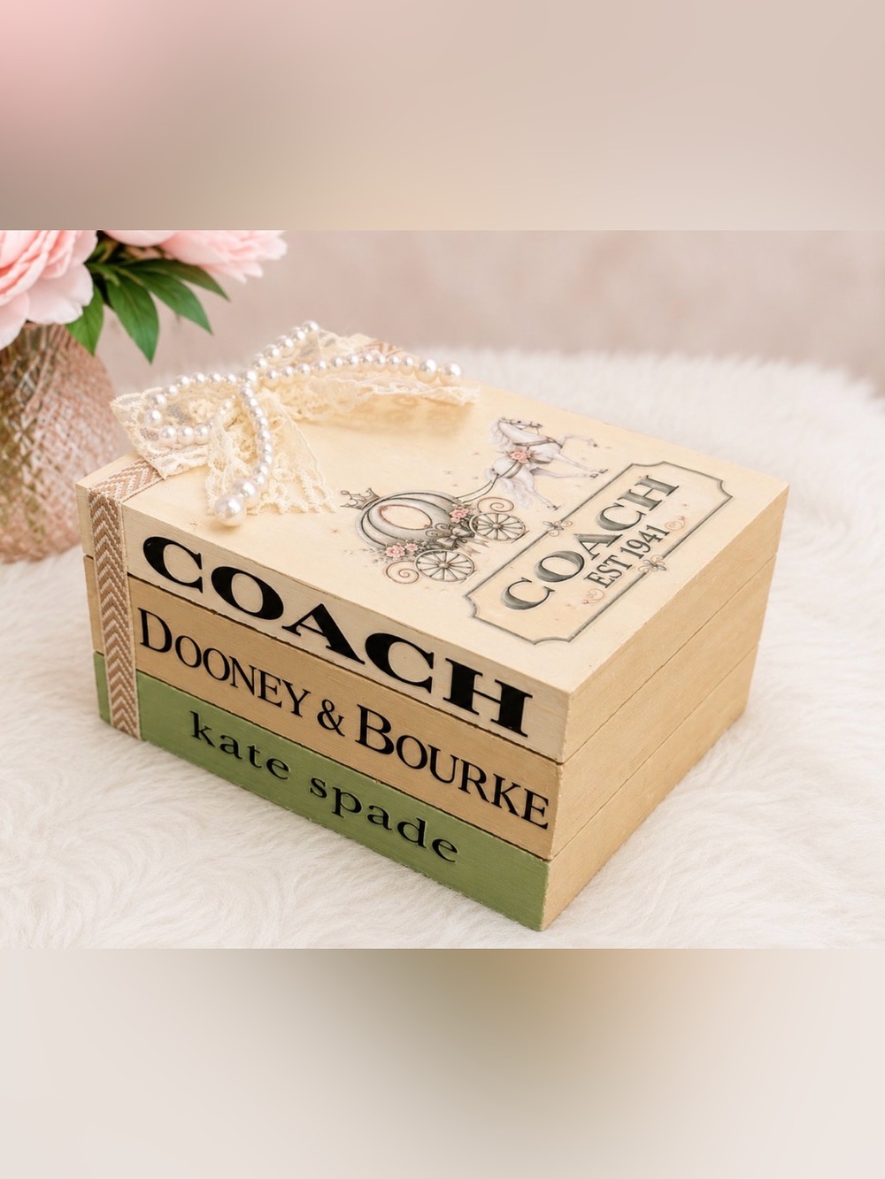 Luxury-Inspired Decorative Book Block off white/Cream/Green - Picture 3 of 3